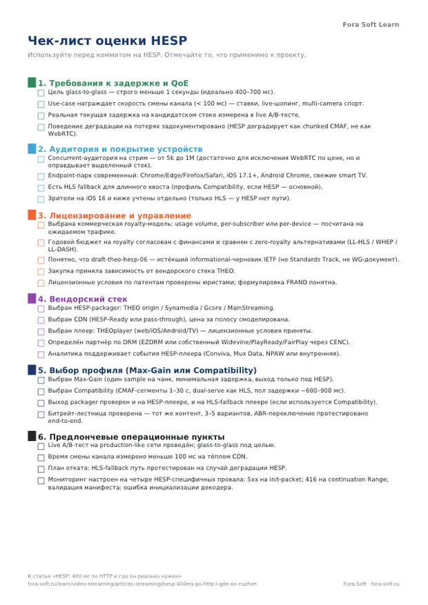 Первая страница материала «Чек-лист оценки HESP»