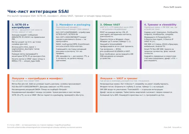 Первая страница материала «Чек-лист интеграции SSAI»