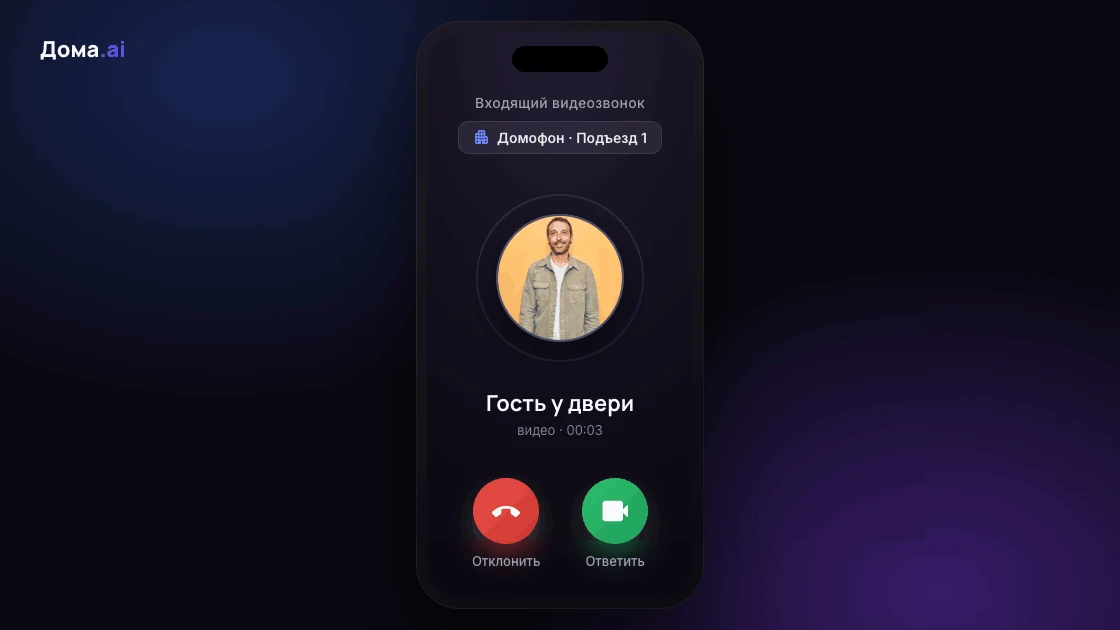 Экран входящего звонка